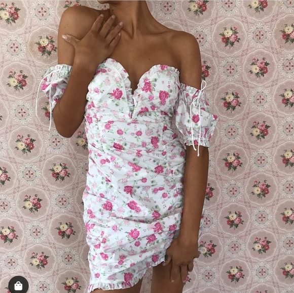 for love and lemons jackson shirred mini dress